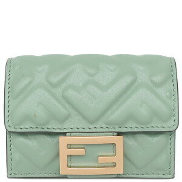 Fendi Handbags - Fendi Baguette Trifold Wallet Green Leather